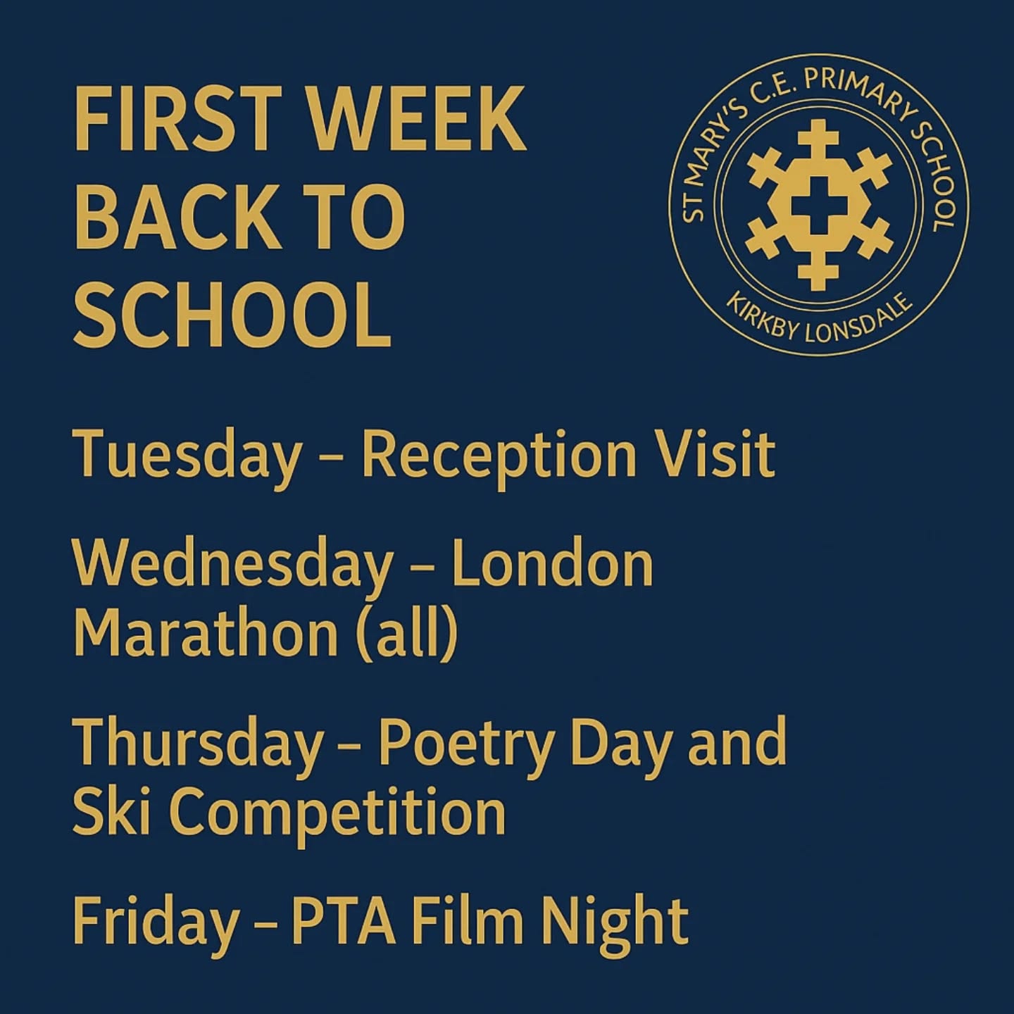 We have lots of activities lined up for our children starting straight away when we return back to school. Please remember to book school lunches asap and prepare for any events coming up. All children will take part in the Schools London Marathon on Wed. PE Kit all day for all children.