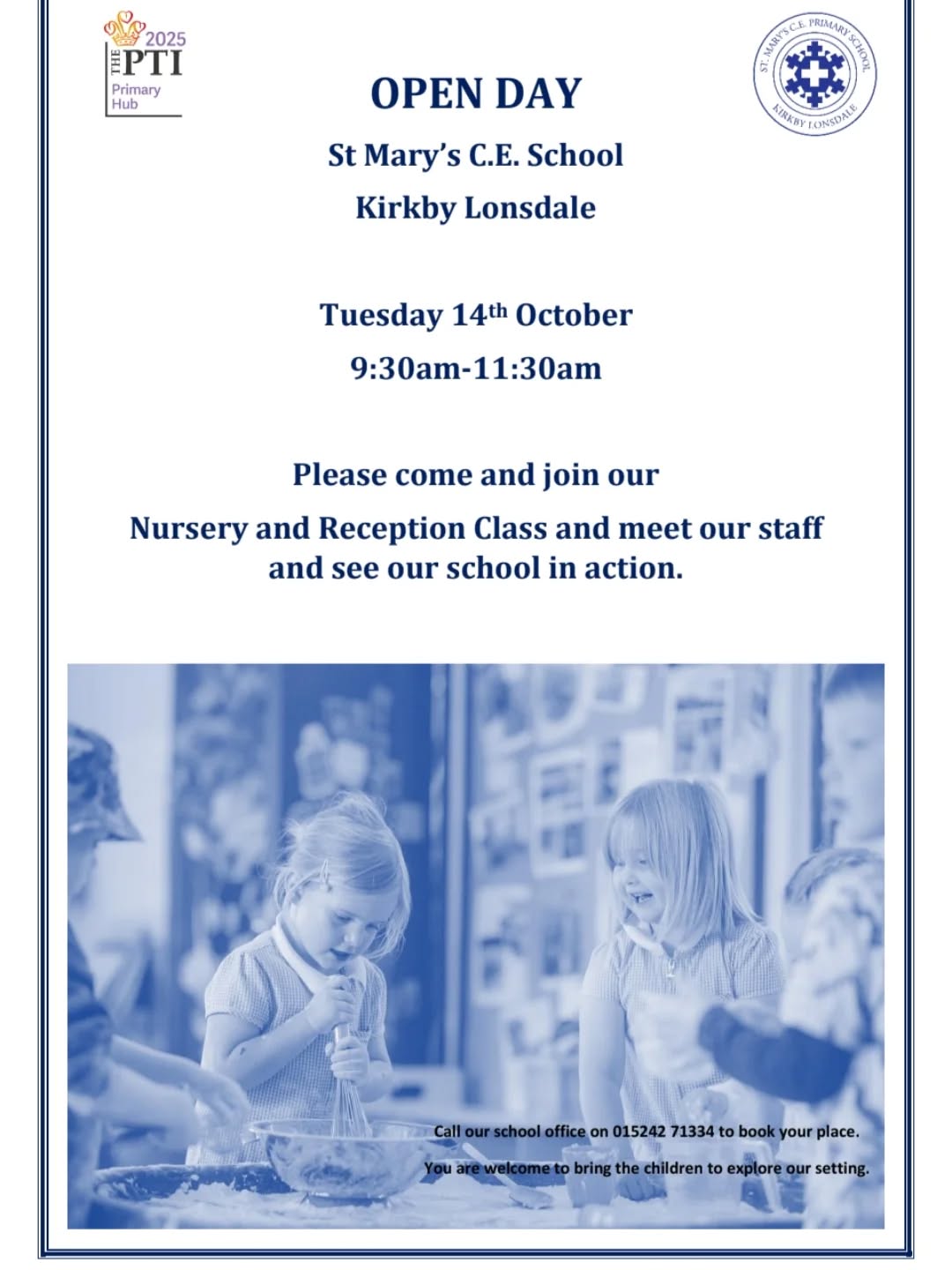 We are looking forward to welcoming parents and families to our open morning on Oct 14th 9:30-11:30am. This is a wonderful opportunity to see our school in action. Please call 015242 71334 to let us know you would like to come along. #open day #kirkbylonsdale #startingschool #nursery #reception #welcome #fun #school