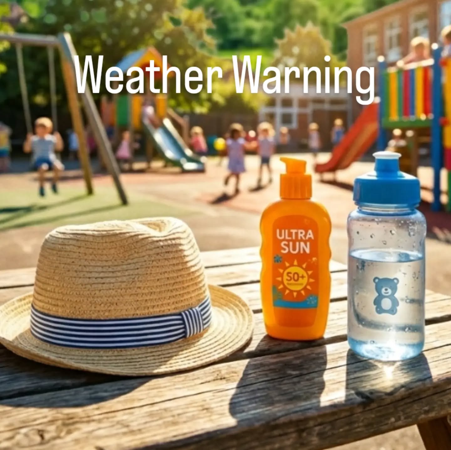 WEATHER WARNING ⚠️ In contrast to last week, we are looking at extreme temperatures this week...Please can you ensure the children are suitably dressed so they don't overheat, ensure they have applied suncream, cold water on arrival at school and sun hats all week please. Thank you very much. Let's keep our children safe!